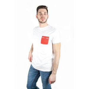 Tommy Hilfiger pánské bílé tričko s kapsičkou Contrast - S (901)
